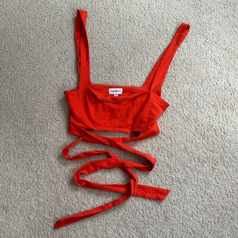 Superdown Orange Crisscross Top